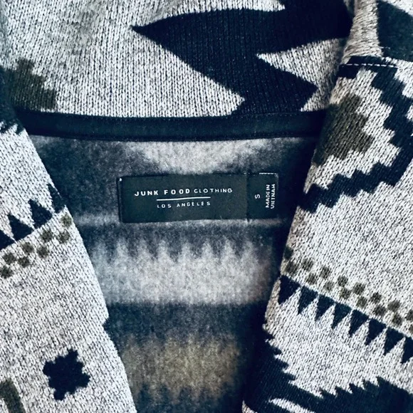 Junk Food Clothing Mens Harper Cardi Meteorite Southwestern Shawl Cardigan S NEW - Picture 4 of 9